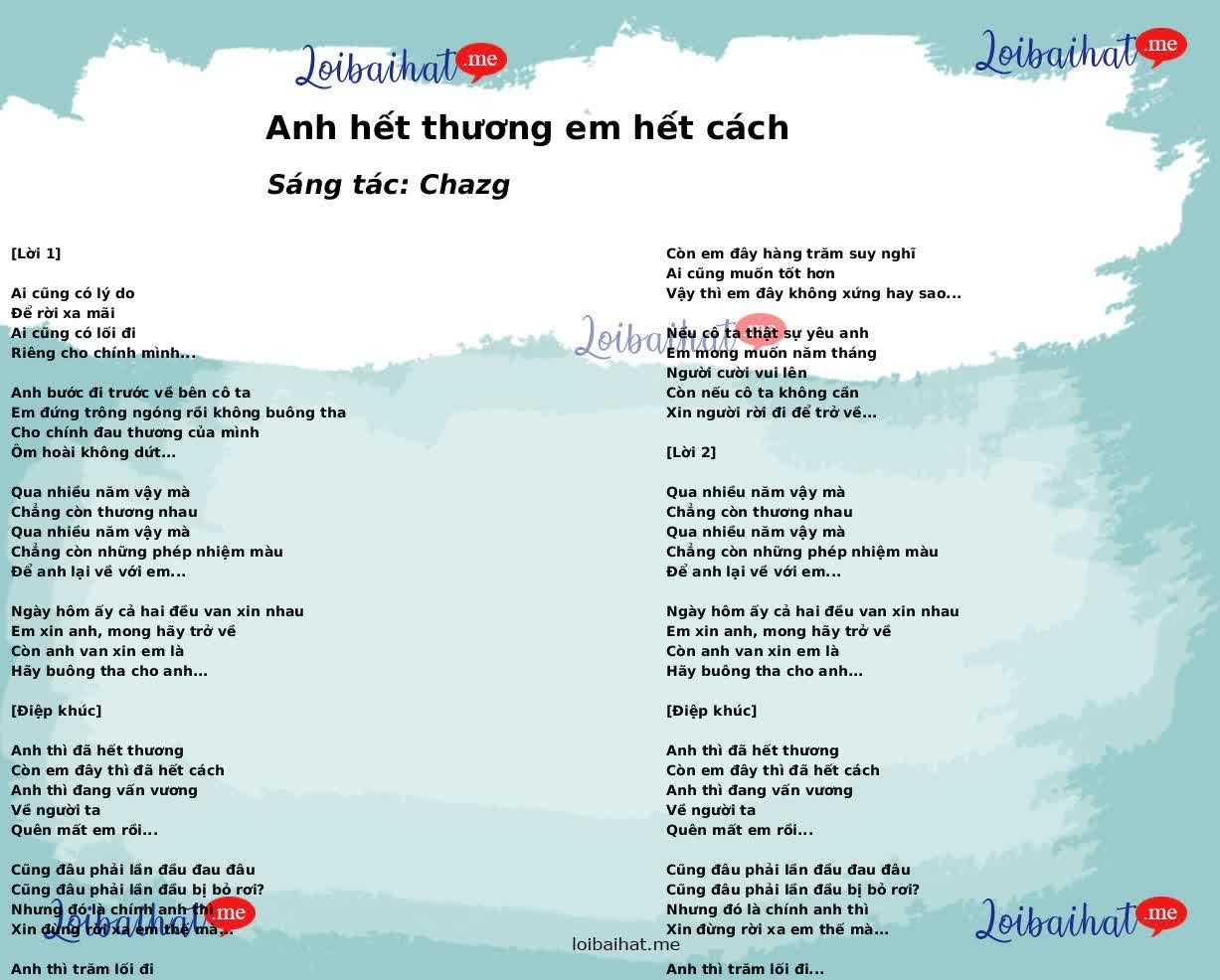 Anh hết thương em hết cách