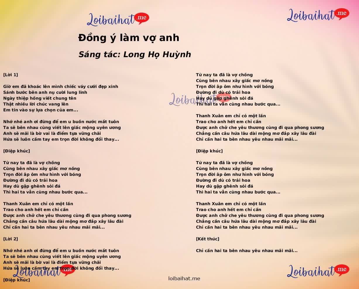 Đồng ý làm vợ anh