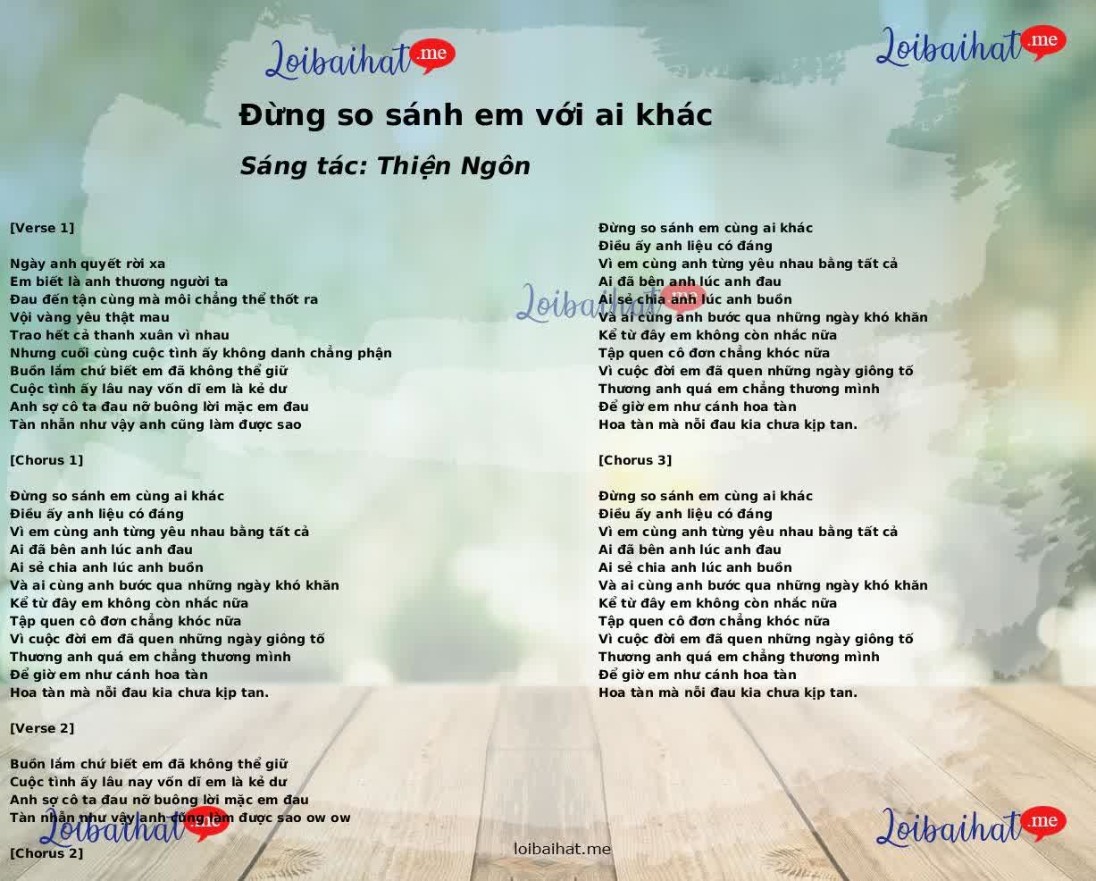 Đừng so sánh em với ai khác