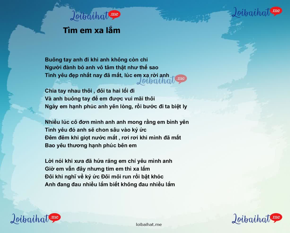 Tìm em xa lắm
