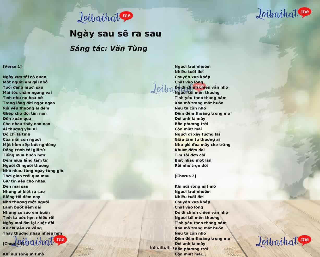 Ngày sau sẽ ra sau