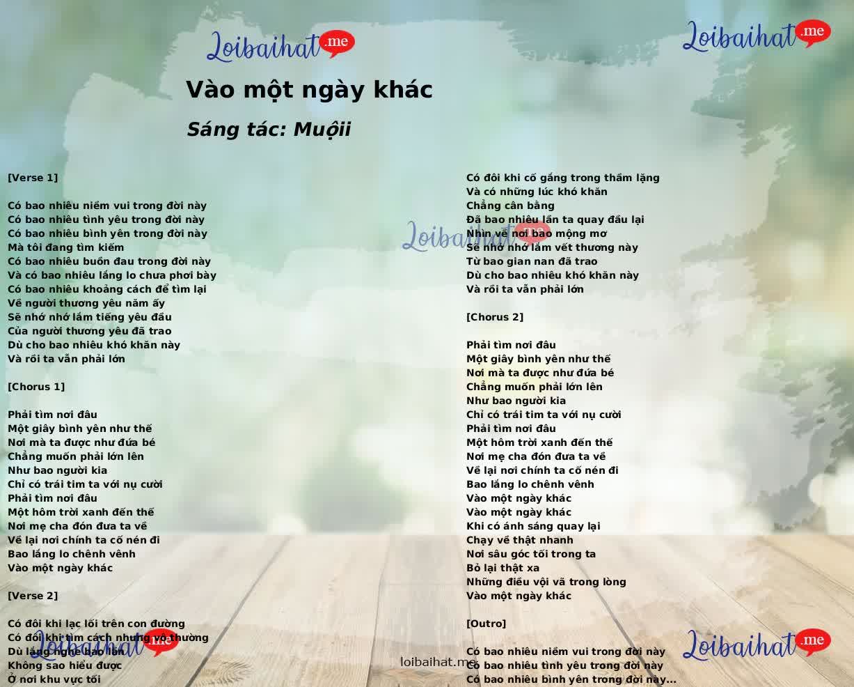 Vào một ngày khác