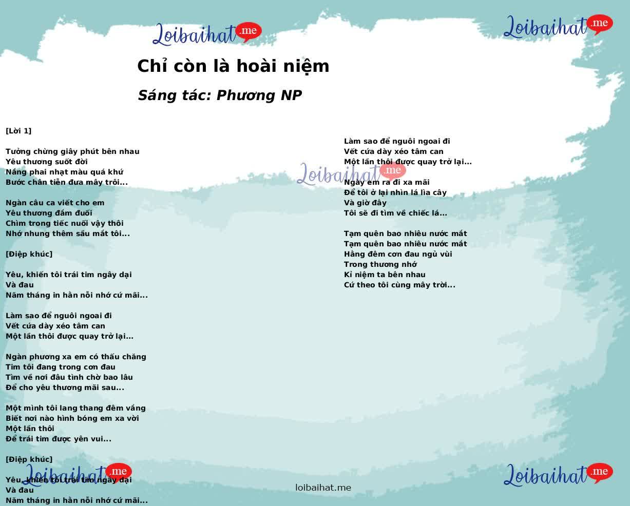 Chỉ còn là hoài niệm