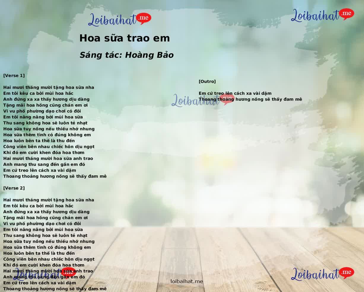 Hoa sữa trao em