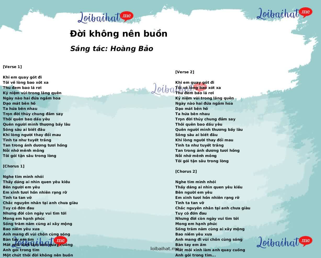 Đời không nên buồn