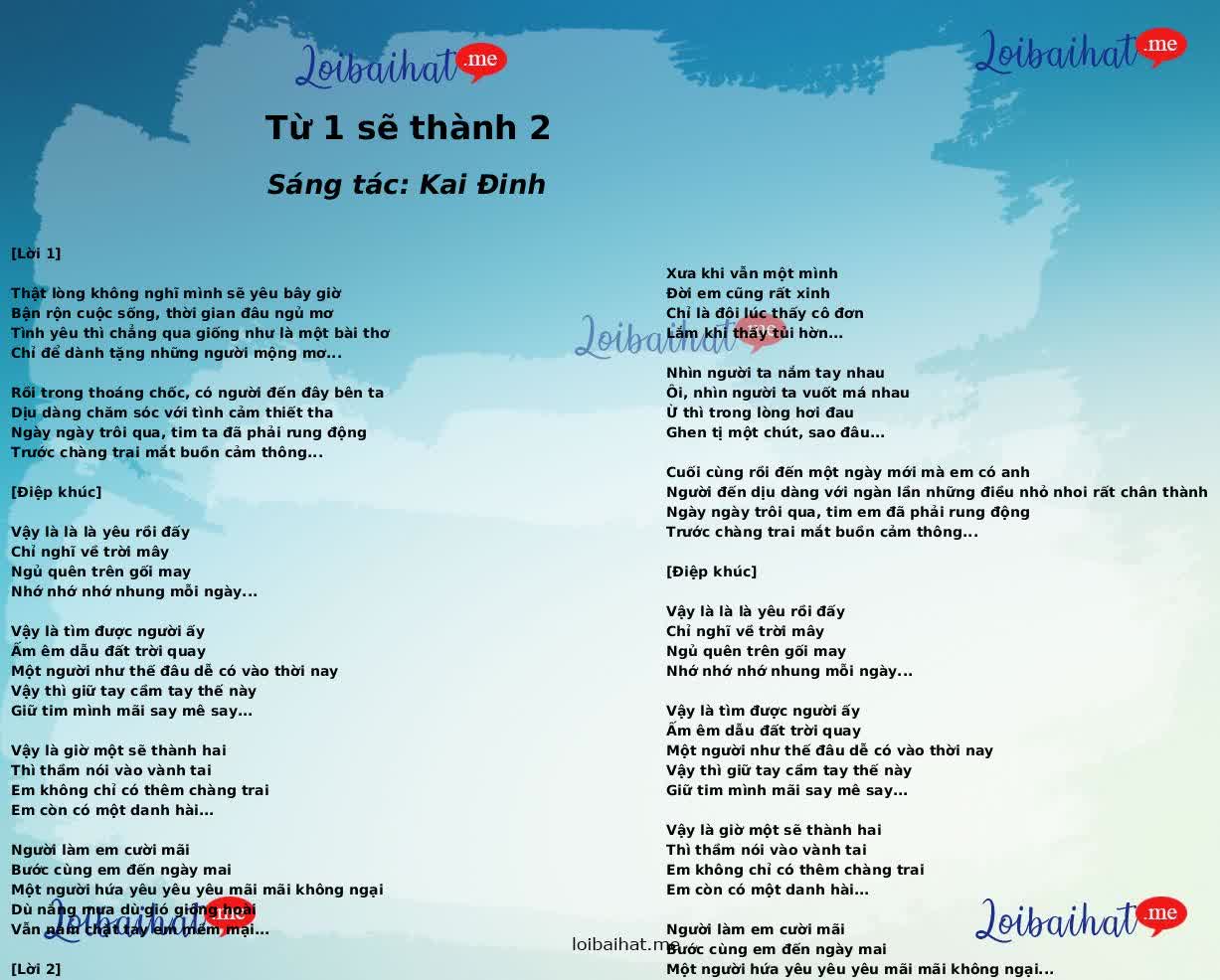 Từ 1 sẽ thành 2