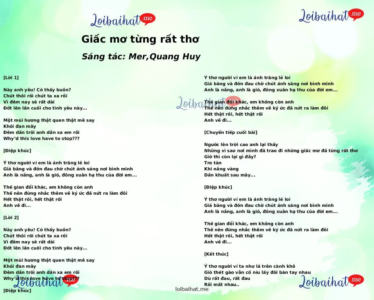 Giấc mơ từng rất thơ