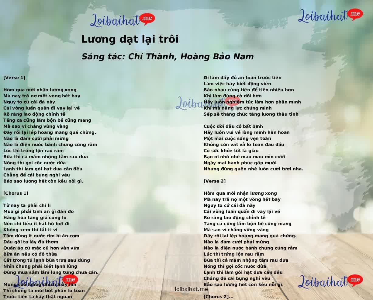 Lương dạt lại trôi