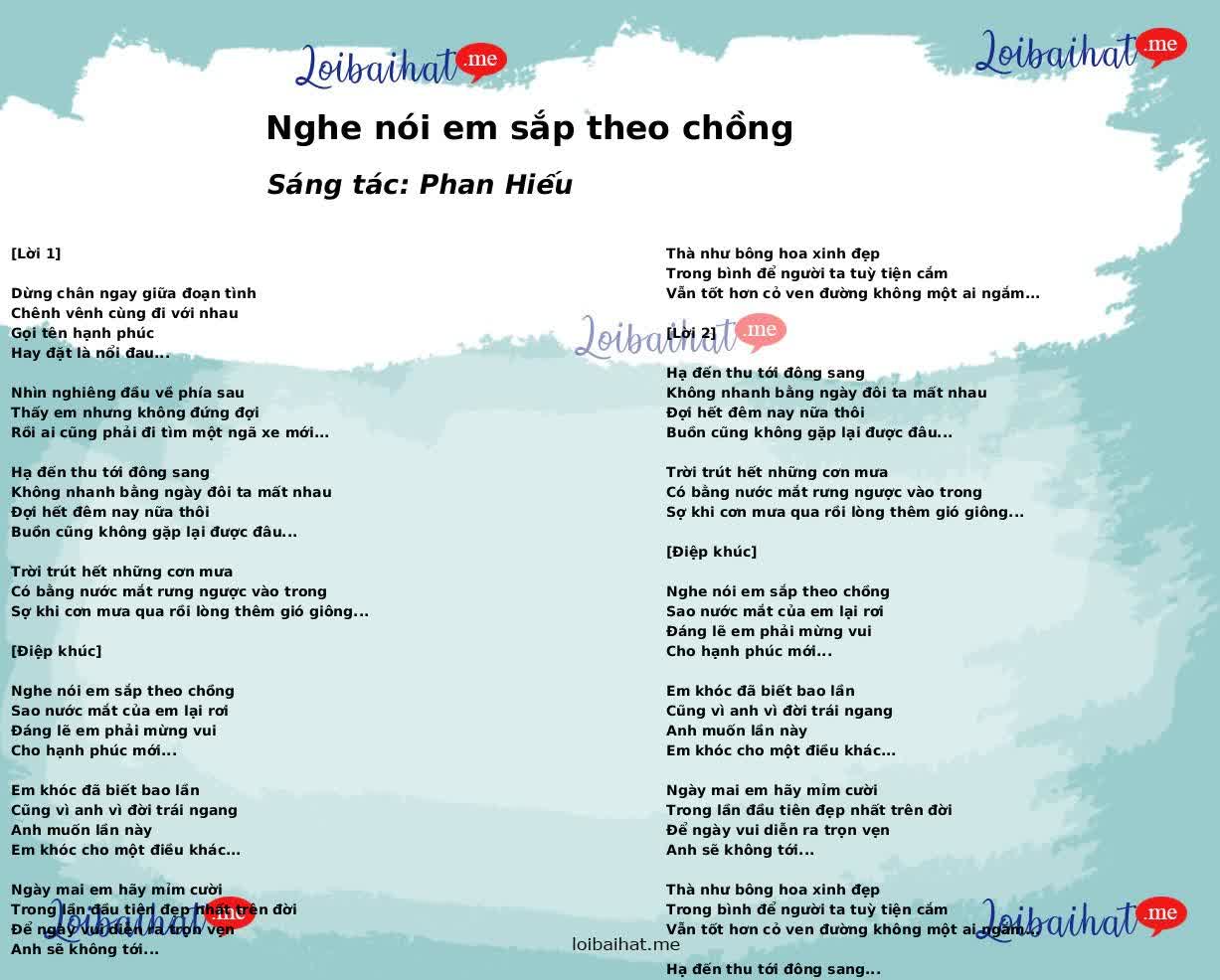 Nghe nói em sắp theo chồng