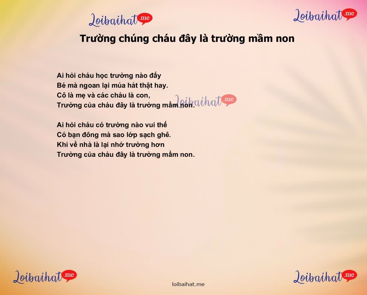 Trường chúng cháu đây là trường mầm non