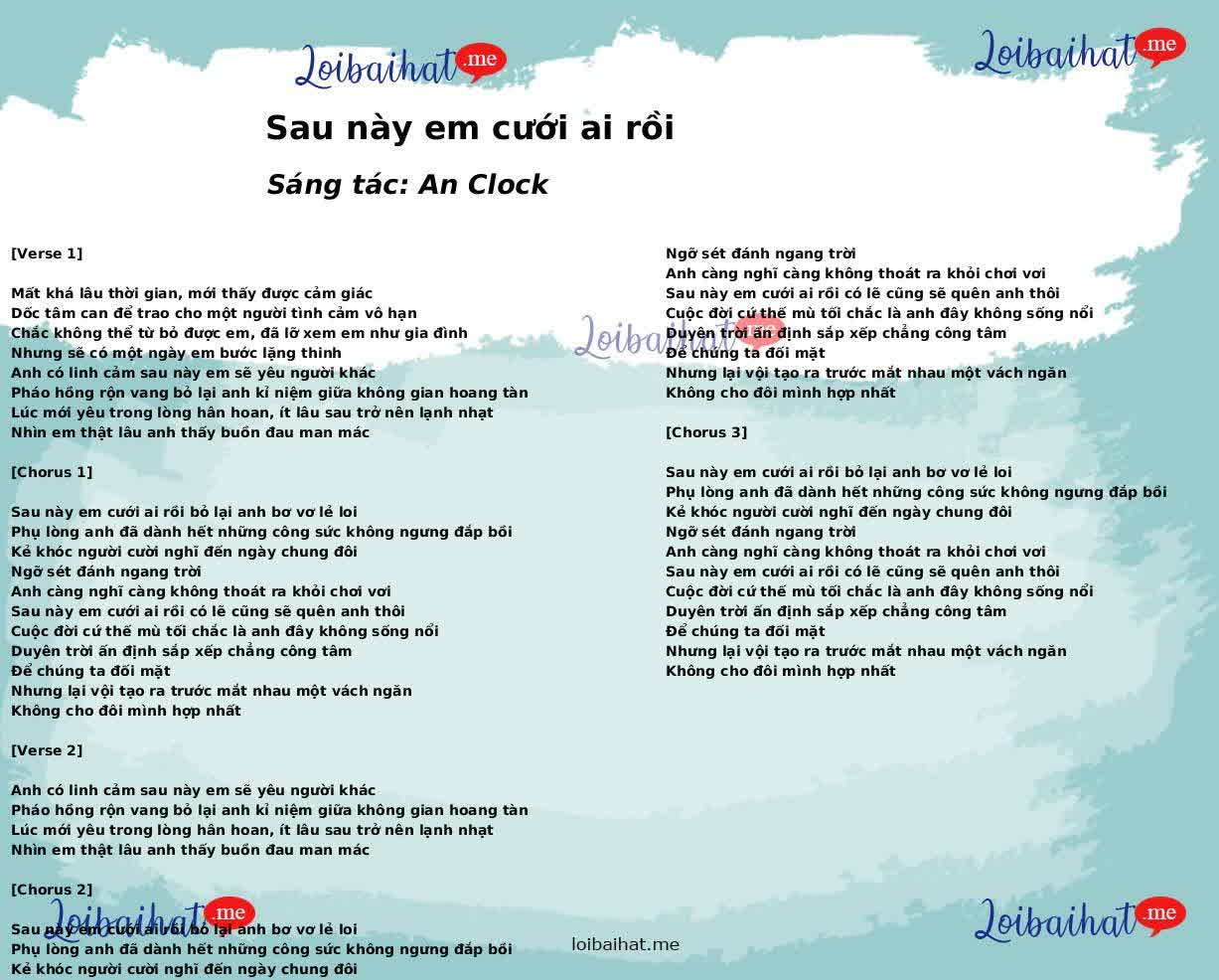 Sau này em cưới ai rồi