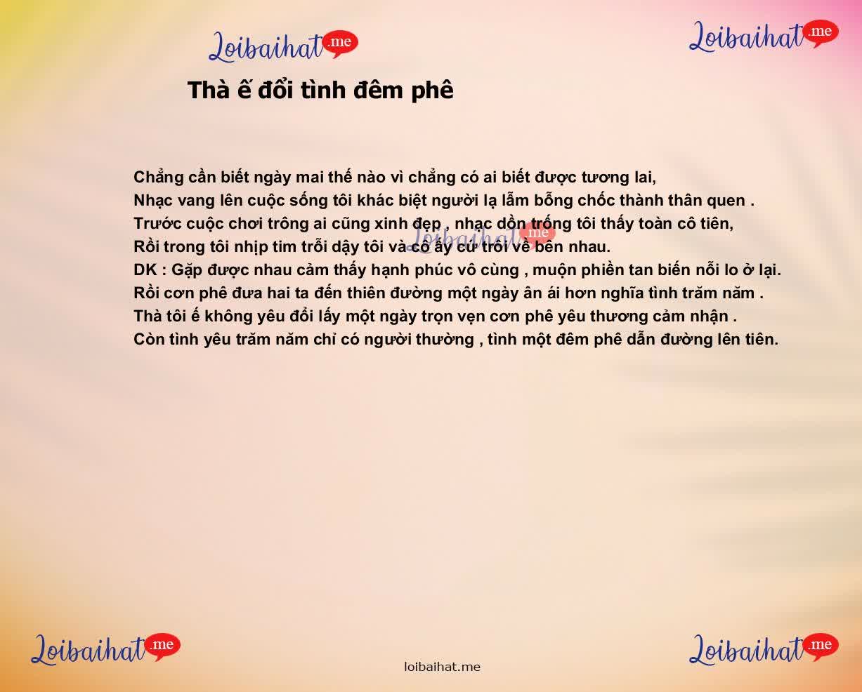 Thà ế đổi tình đêm phê