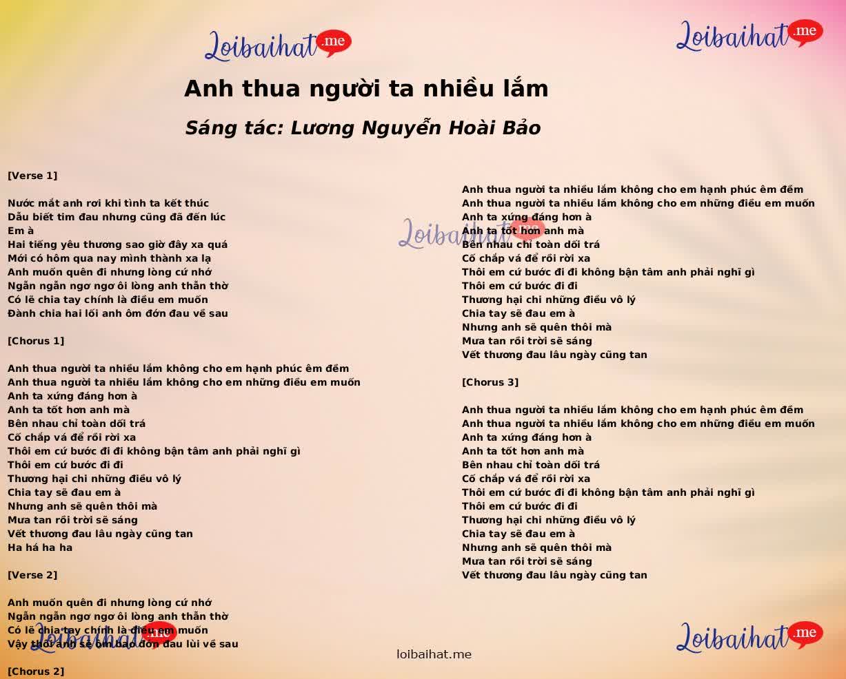 Anh thua người ta nhiều lắm