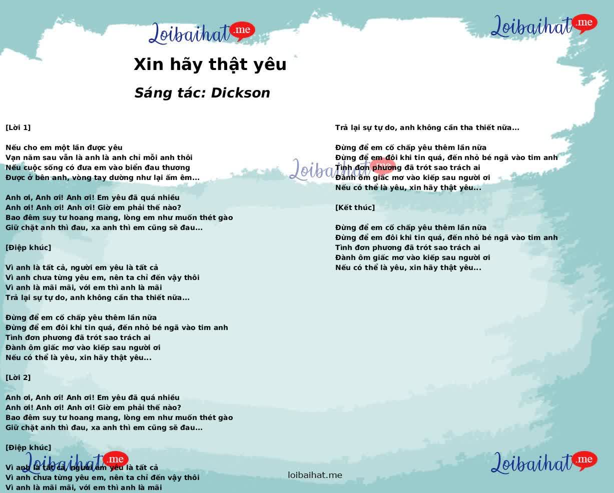 Xin hãy thật yêu