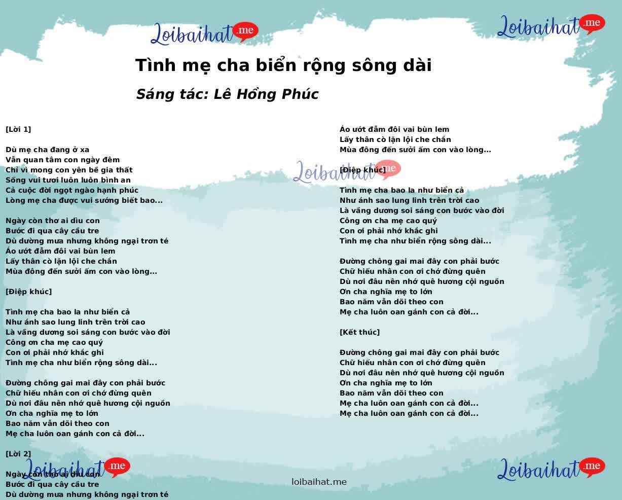 Tình mẹ cha biển rộng sông dài