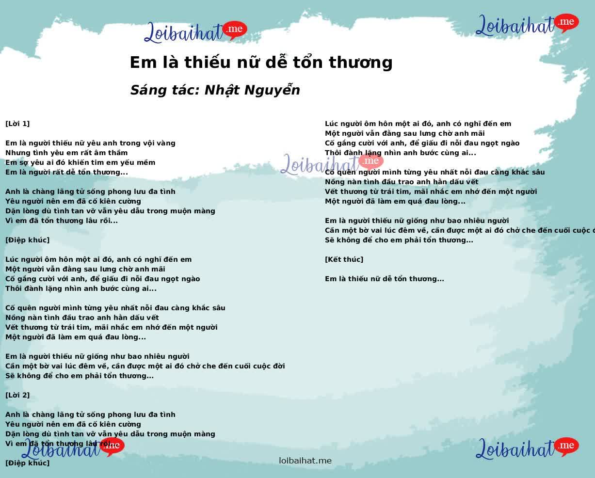 Em là thiếu nữ dễ tổn thương