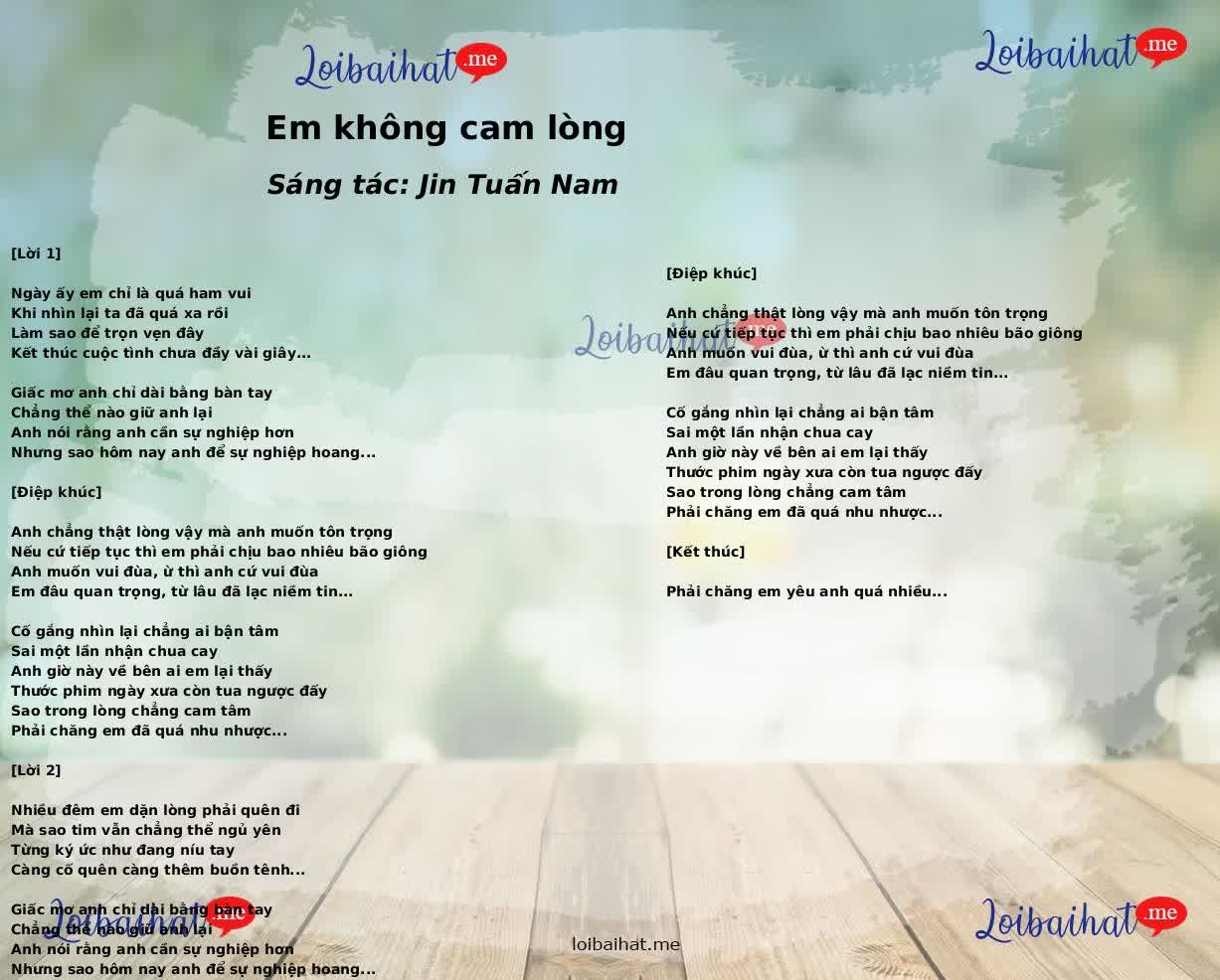 Em không cam lòng