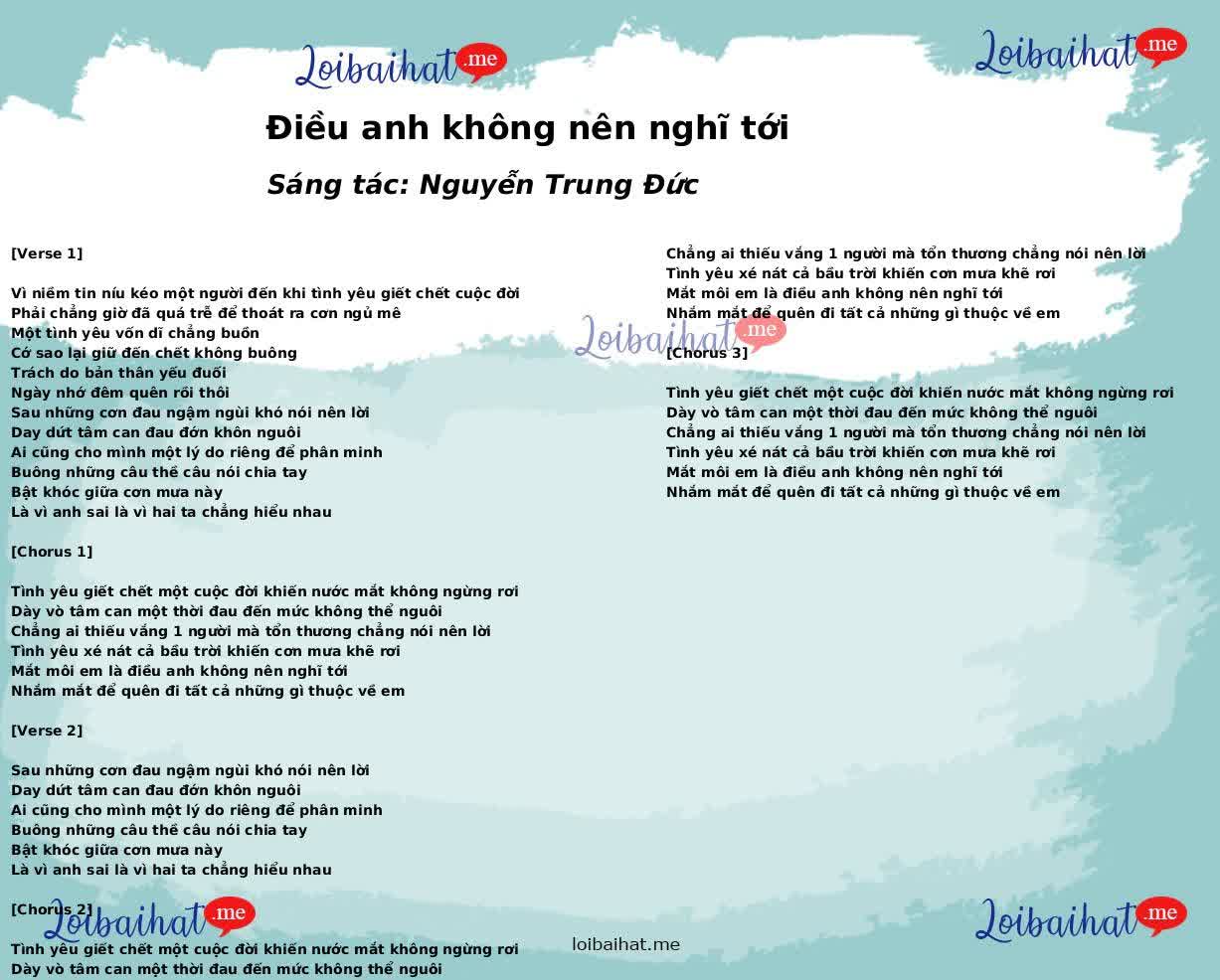 Điều anh không nên nghĩ tới