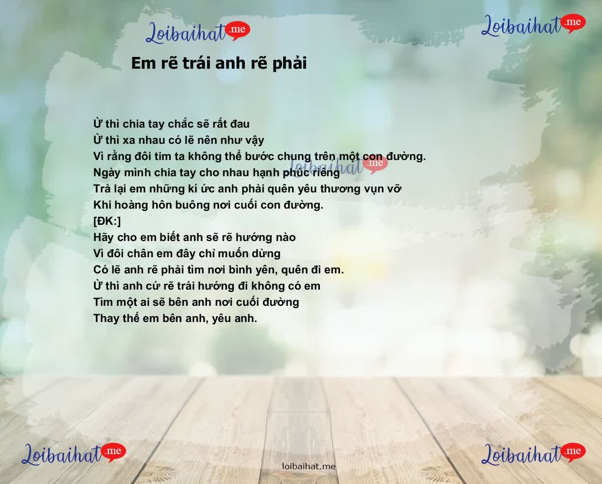 Em rẽ trái anh rẽ phải