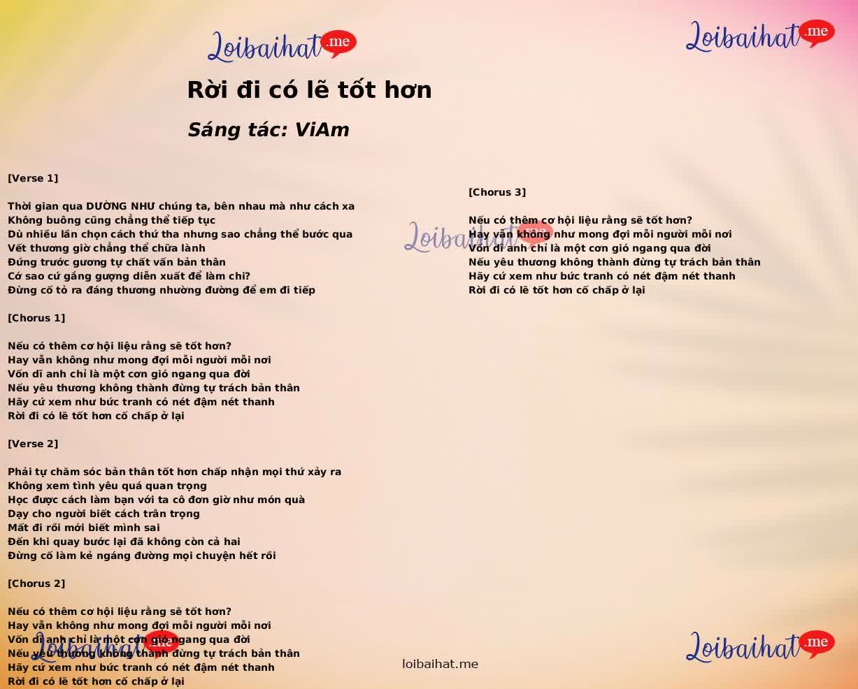 Rời đi có lẽ tốt hơn