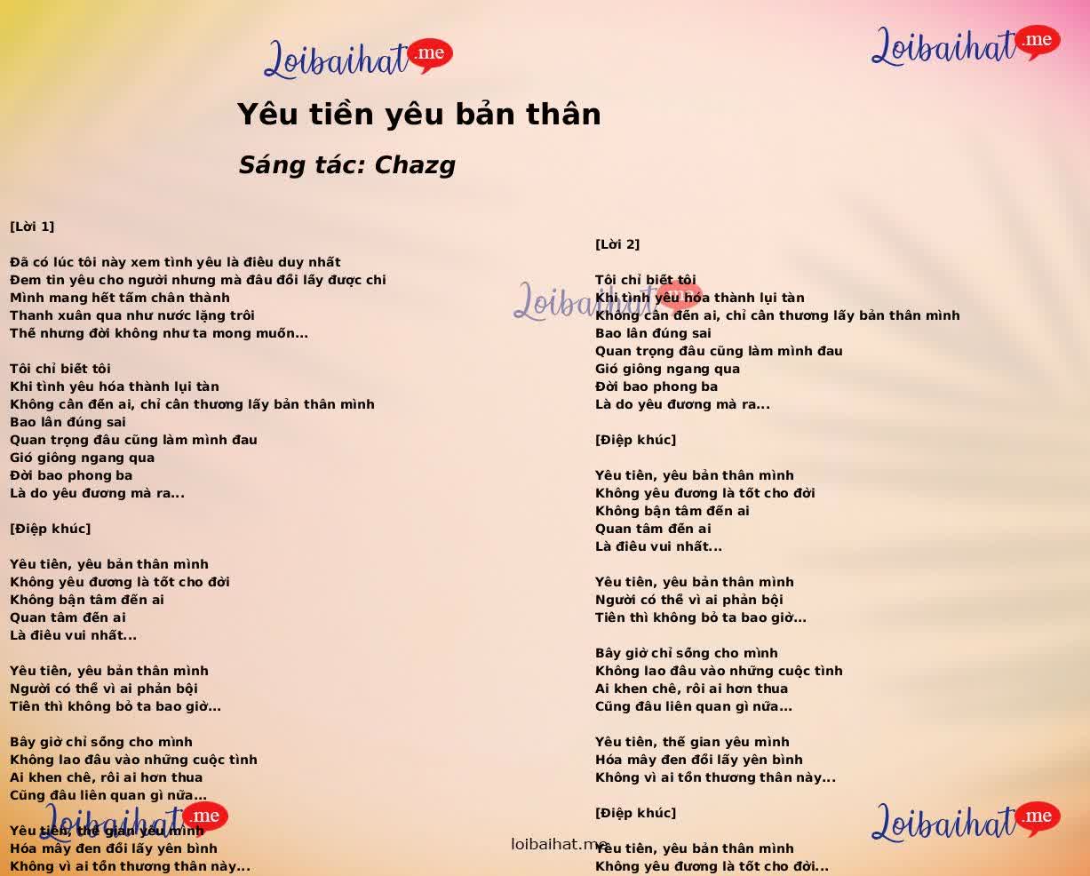 Yêu tiền yêu bản thân