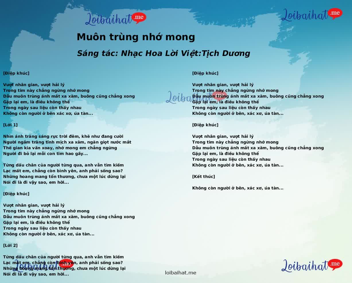 Muôn trùng nhớ mong