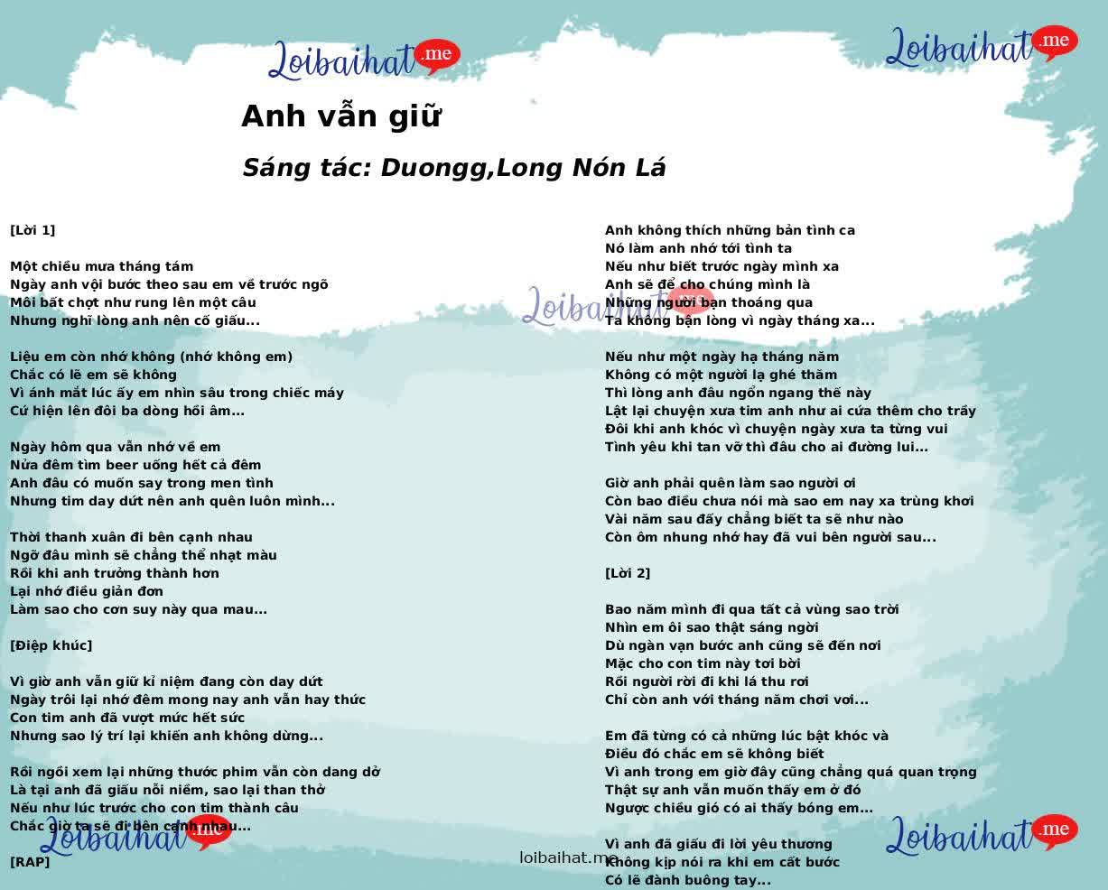 Anh vẫn giữ