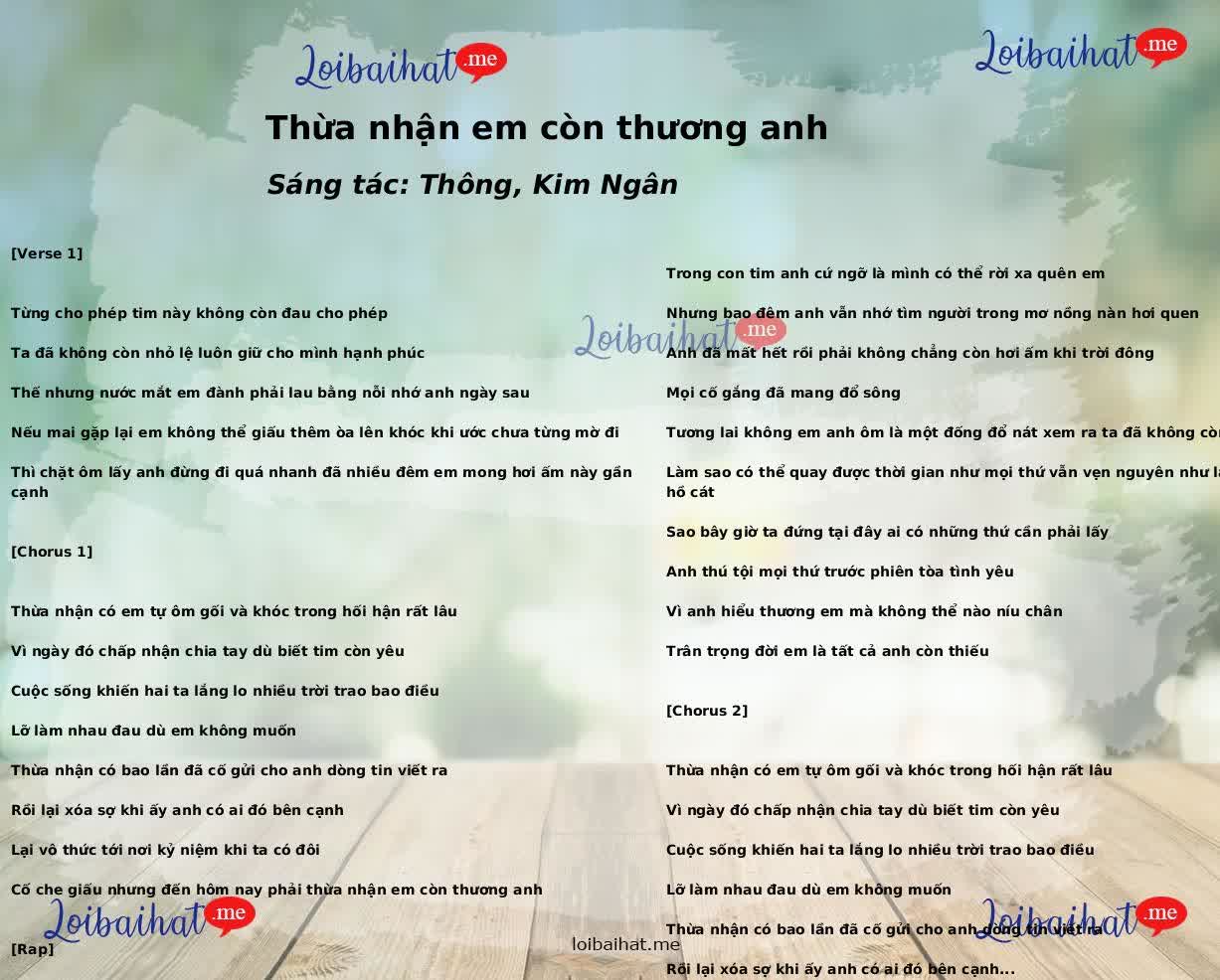 Thừa nhận em còn thương anh