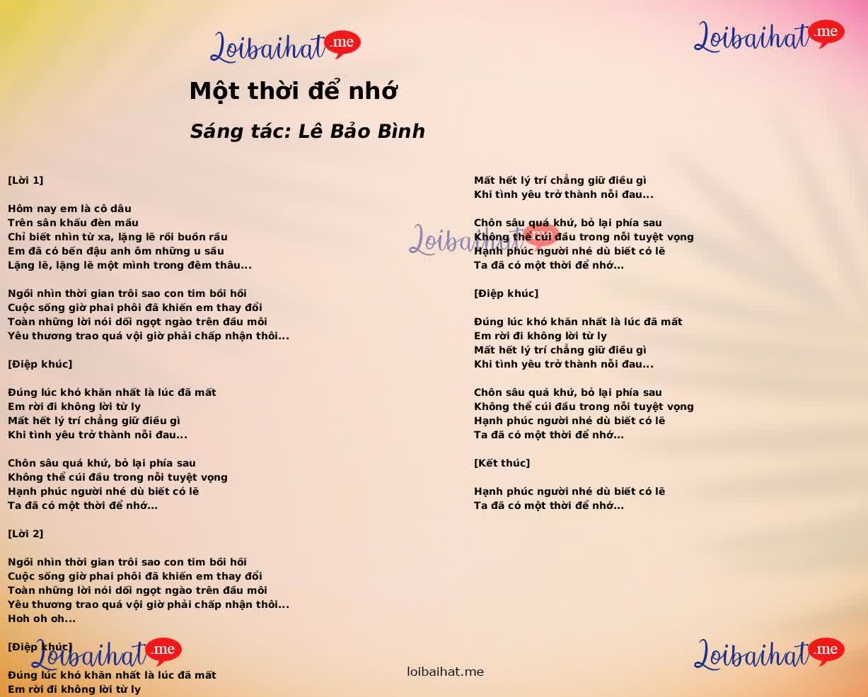 Một thời để nhớ