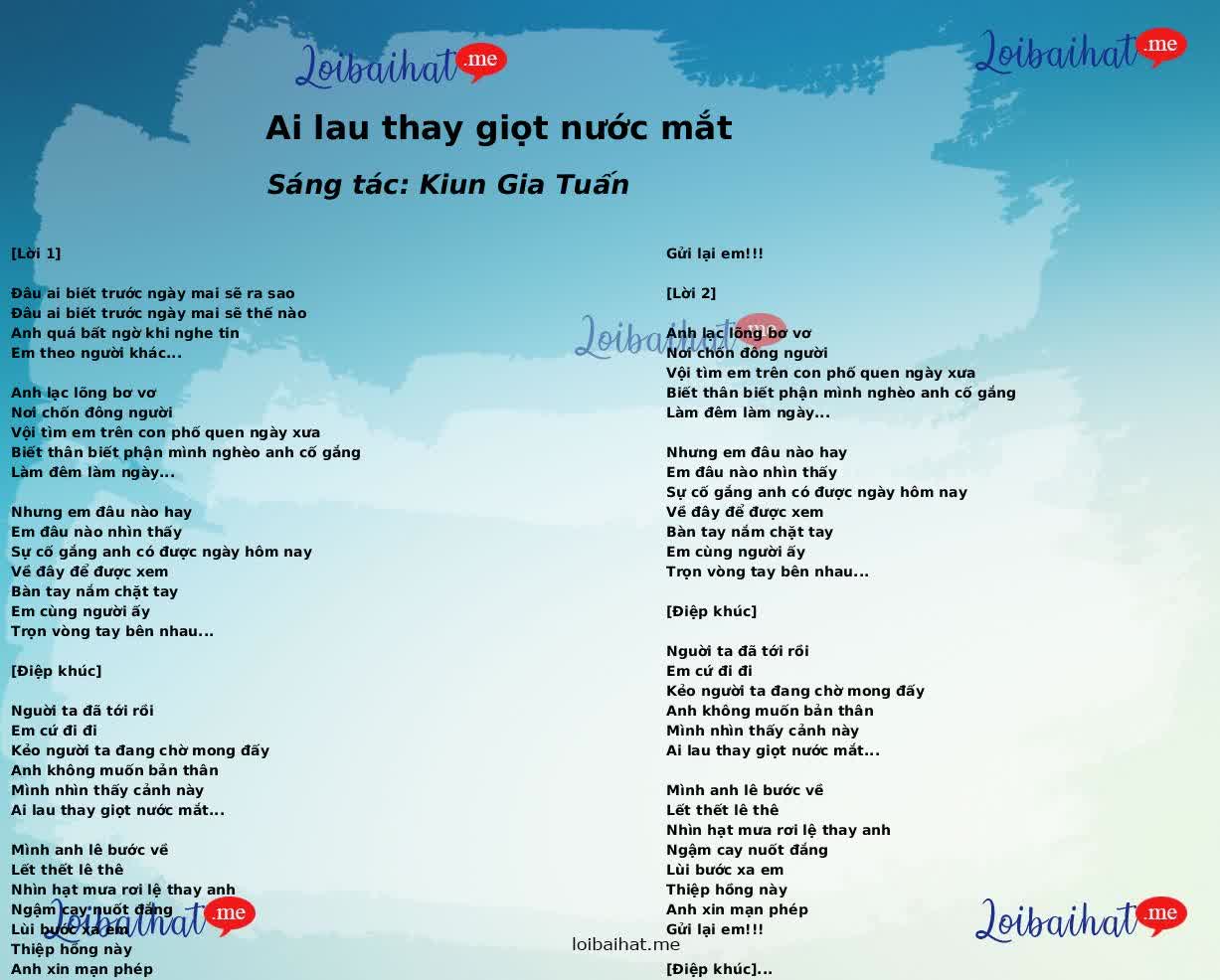 Ai lau thay giọt nước mắt