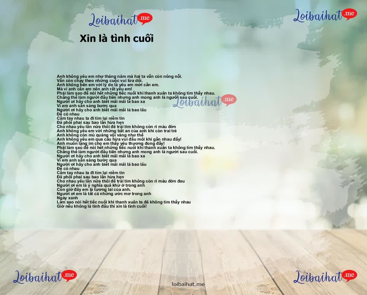 Xin là tình cuối
