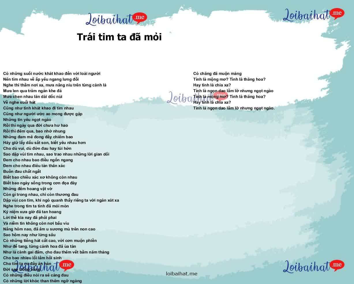 Trái tim ta đã mỏi