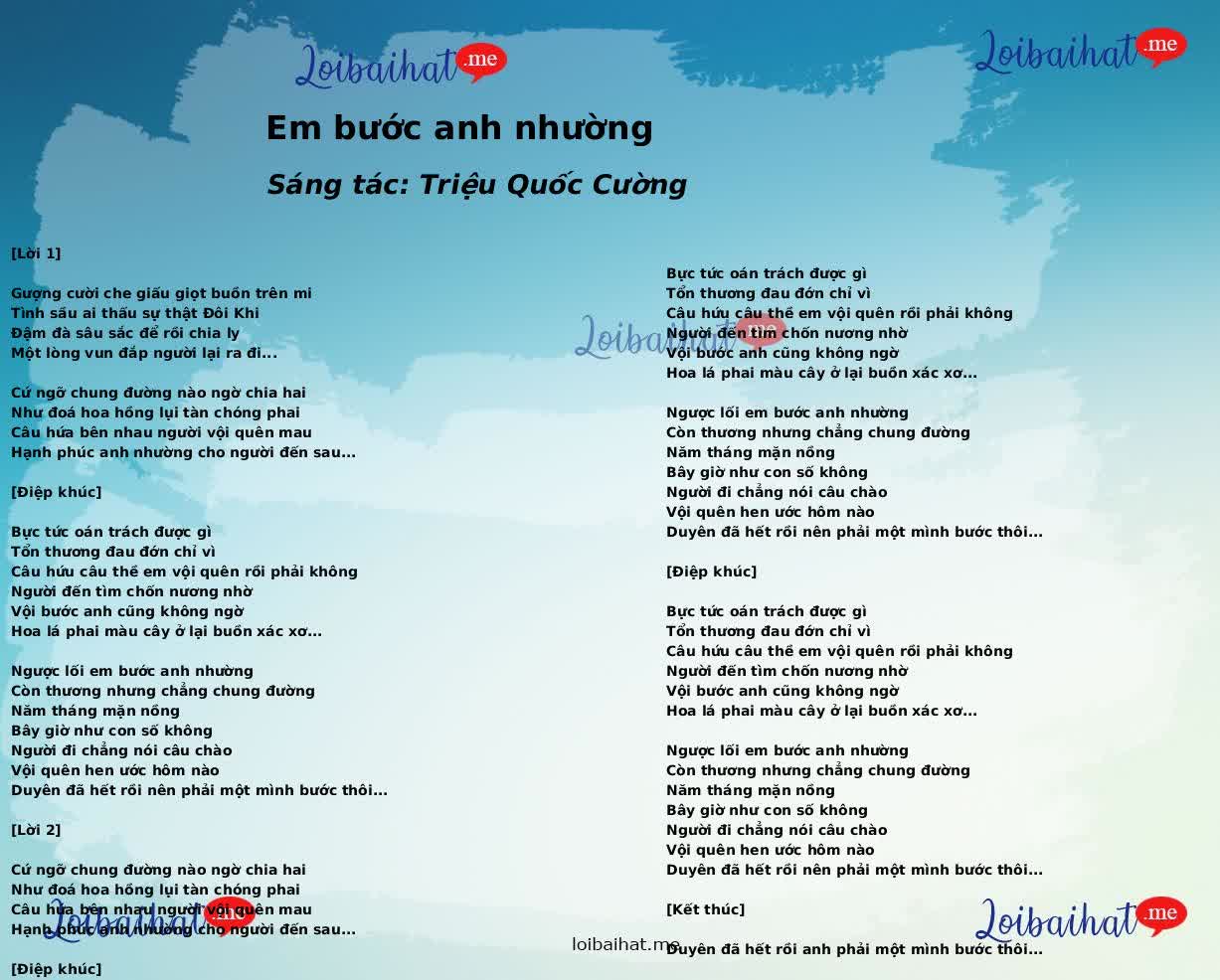 Em bước anh nhường