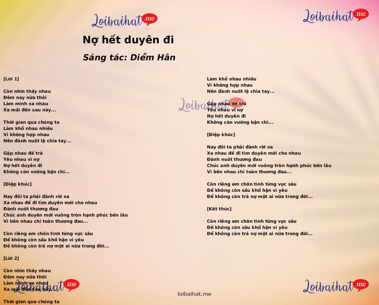 Nợ hết duyên đi