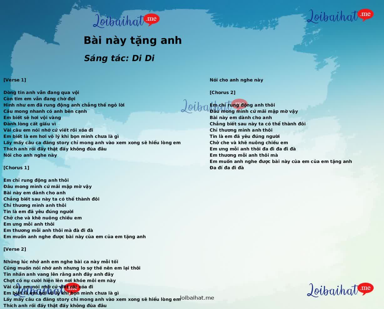 Bài này tặng anh