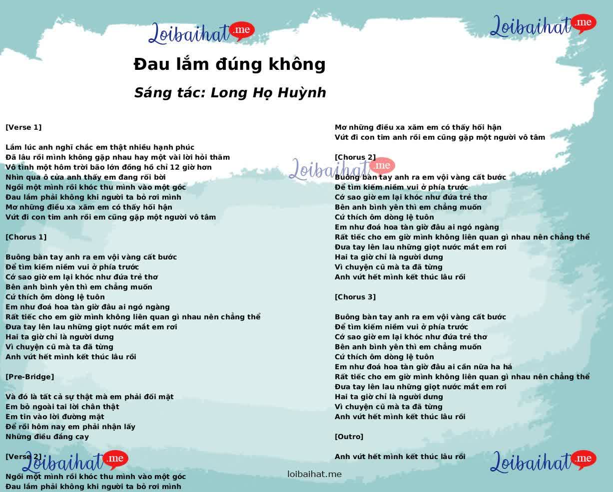 Đau lắm đúng không