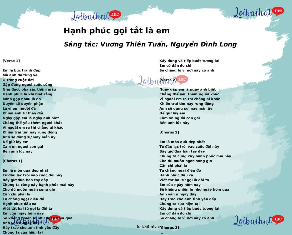 Hạnh phúc gọi tắt là em