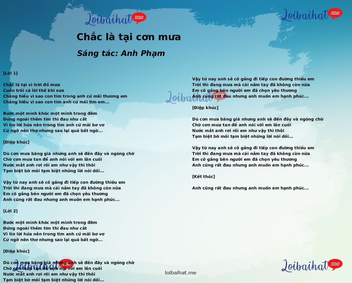 Chắc là tại cơn mưa
