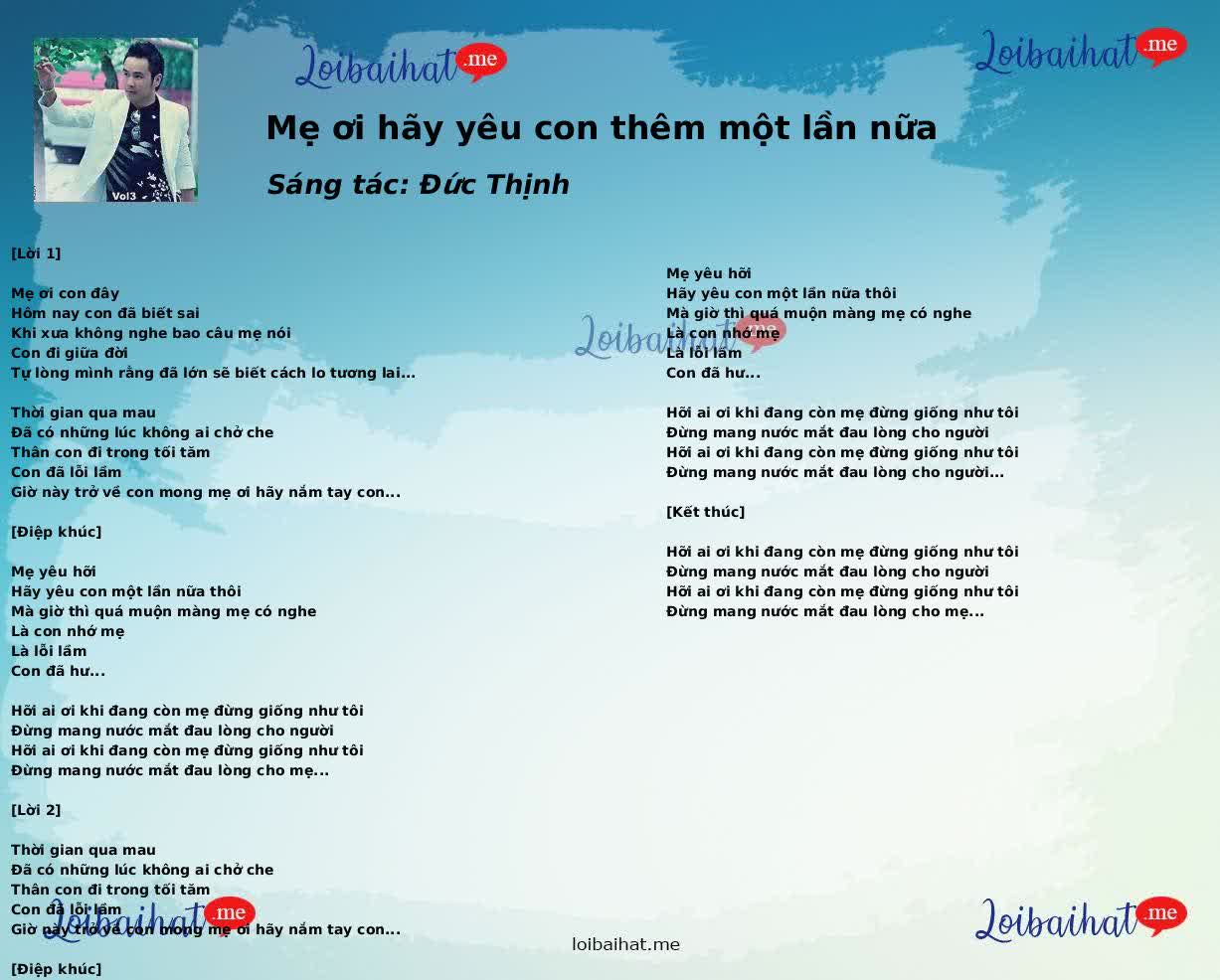 Mẹ ơi hãy yêu con thêm một lần nữa