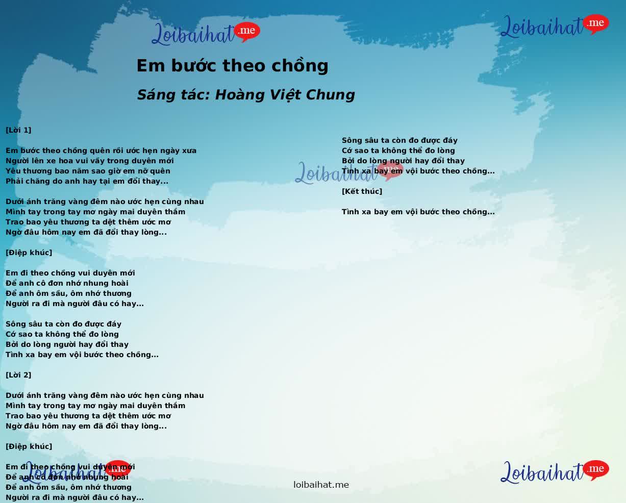 Em bước theo chồng