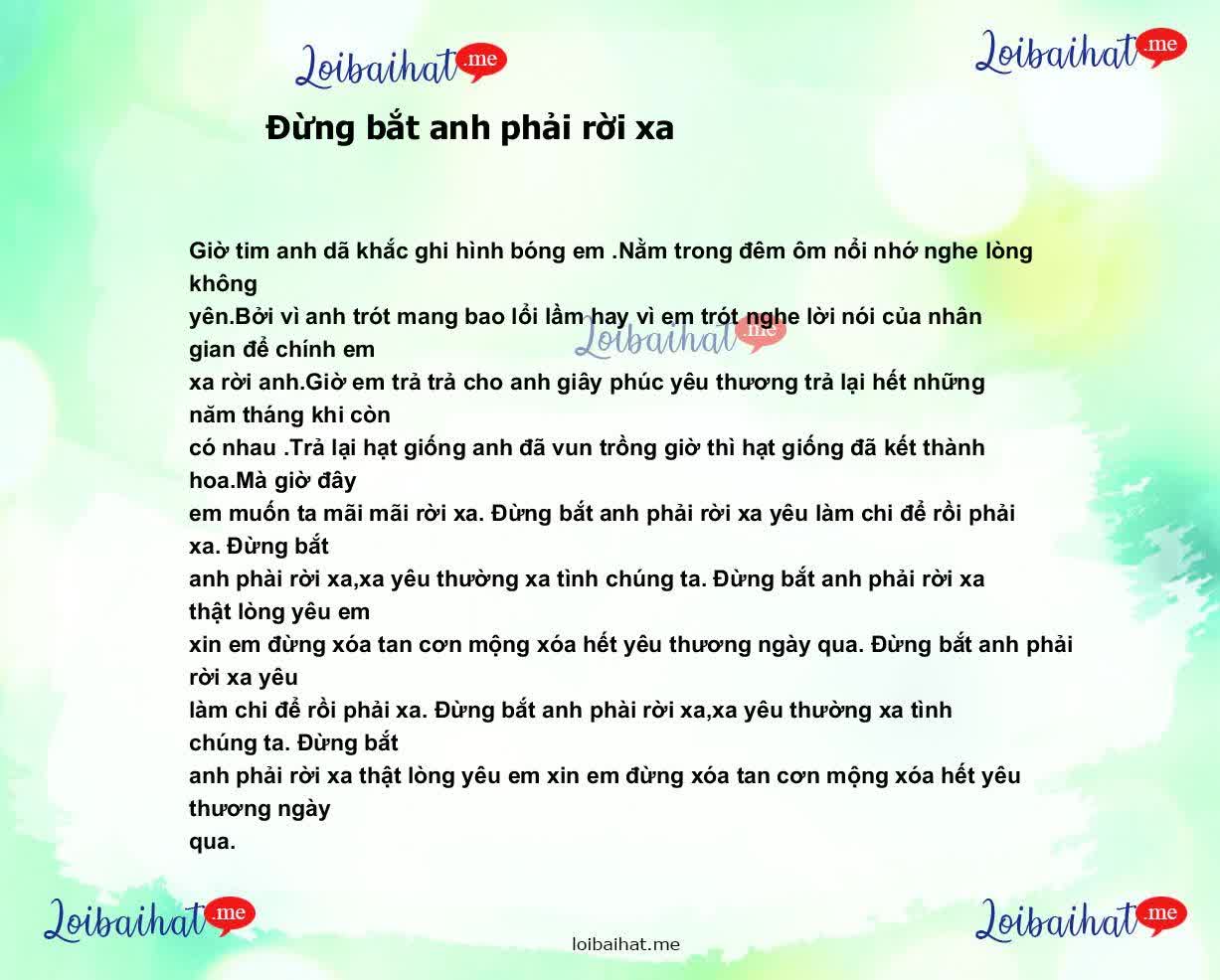 Đừng bắt anh phải rời xa