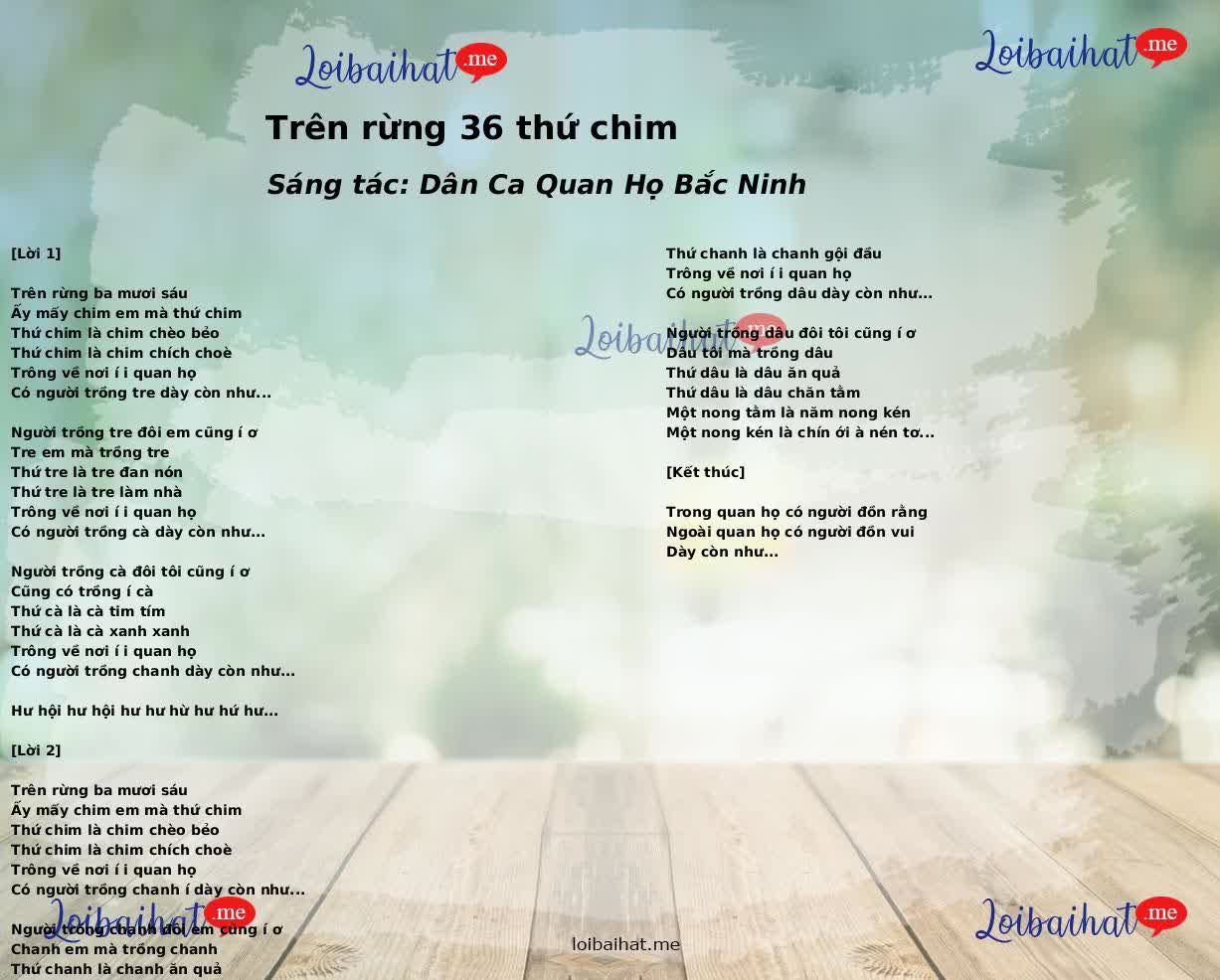 Trên rừng 36 thứ chim