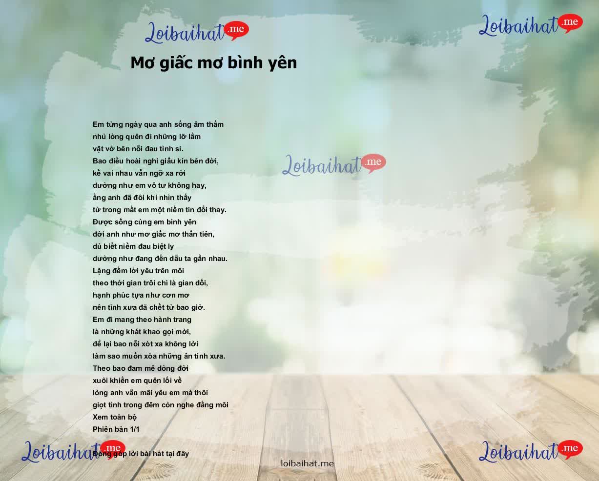 Mơ giấc mơ bình yên