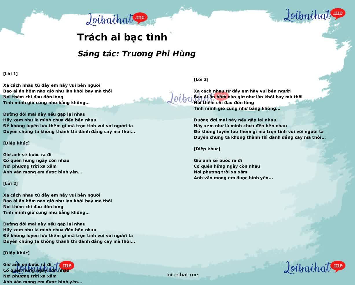 Trách ai bạc tình