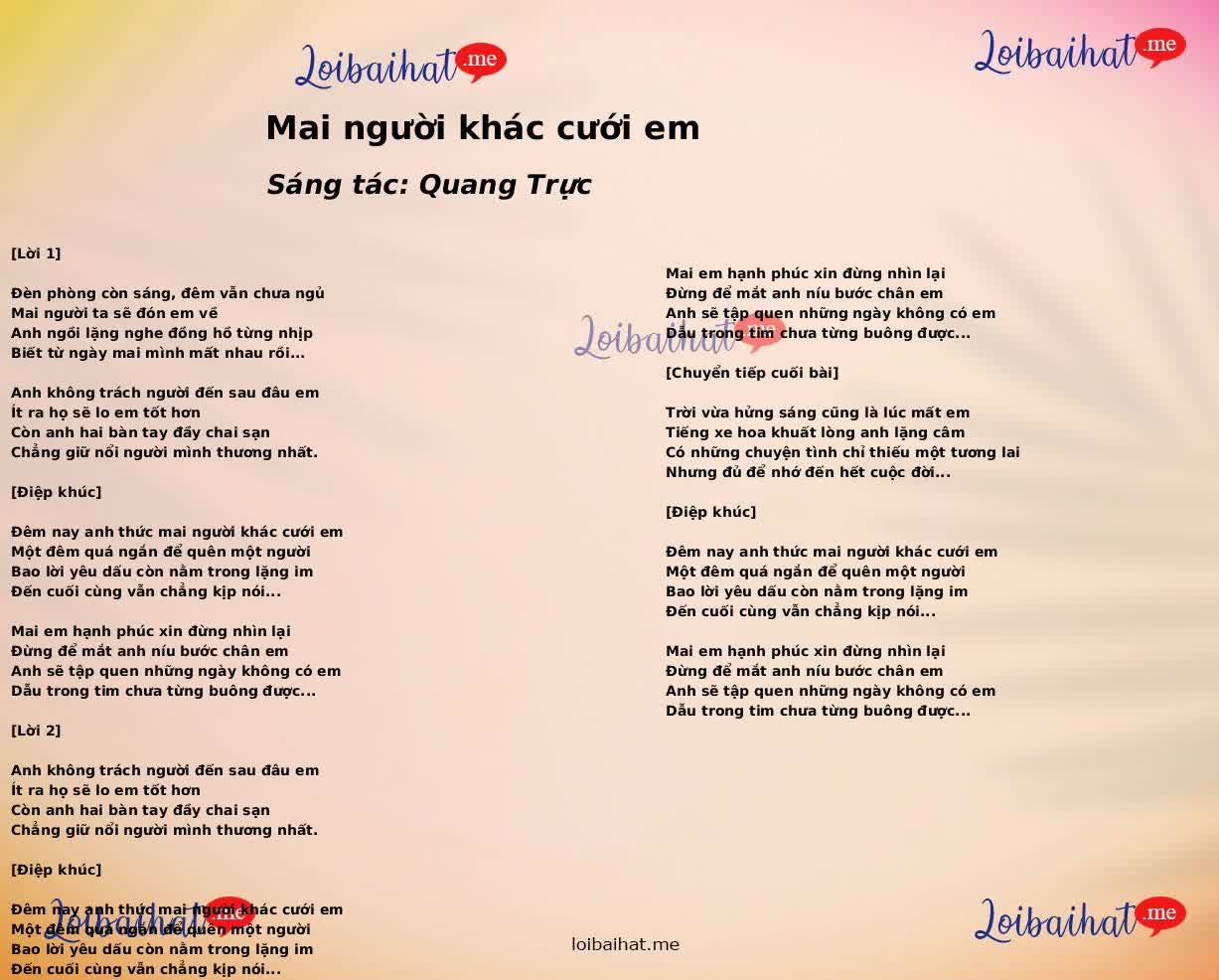 Mai người khác cưới em