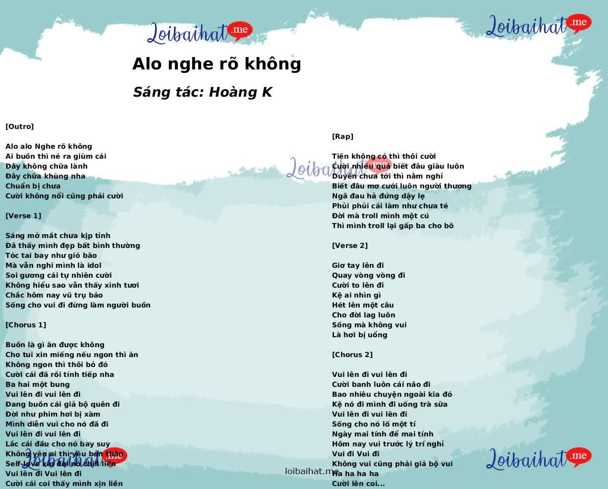 Alo nghe rõ không