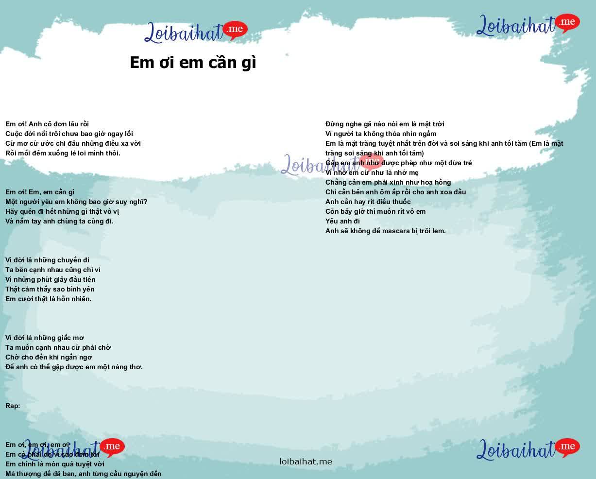 Em ơi em cần gì