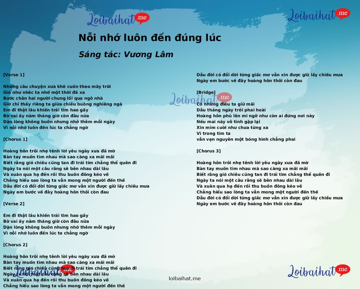 Nỗi nhớ luôn đến đúng lúc