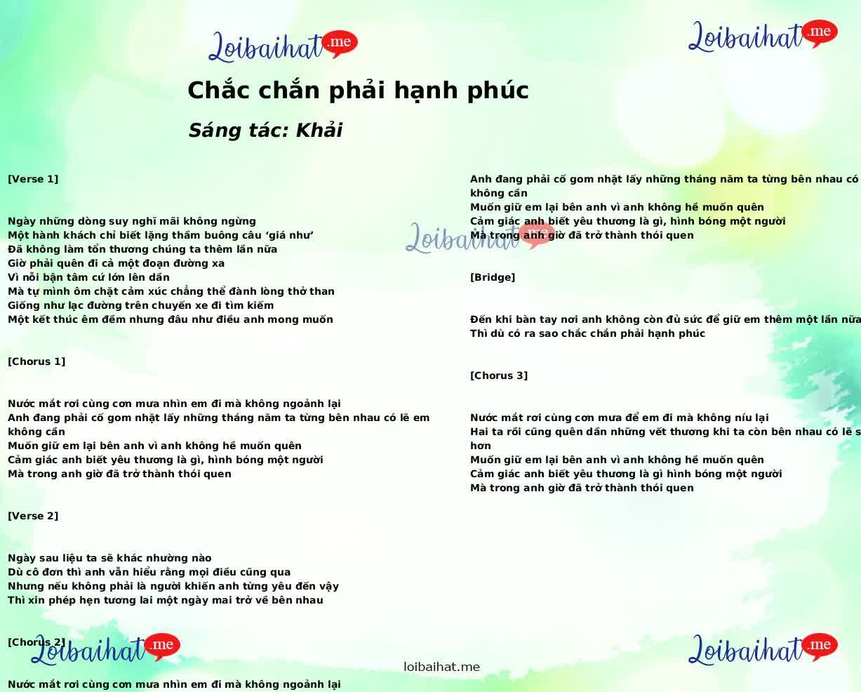 Chắc chắn phải hạnh phúc