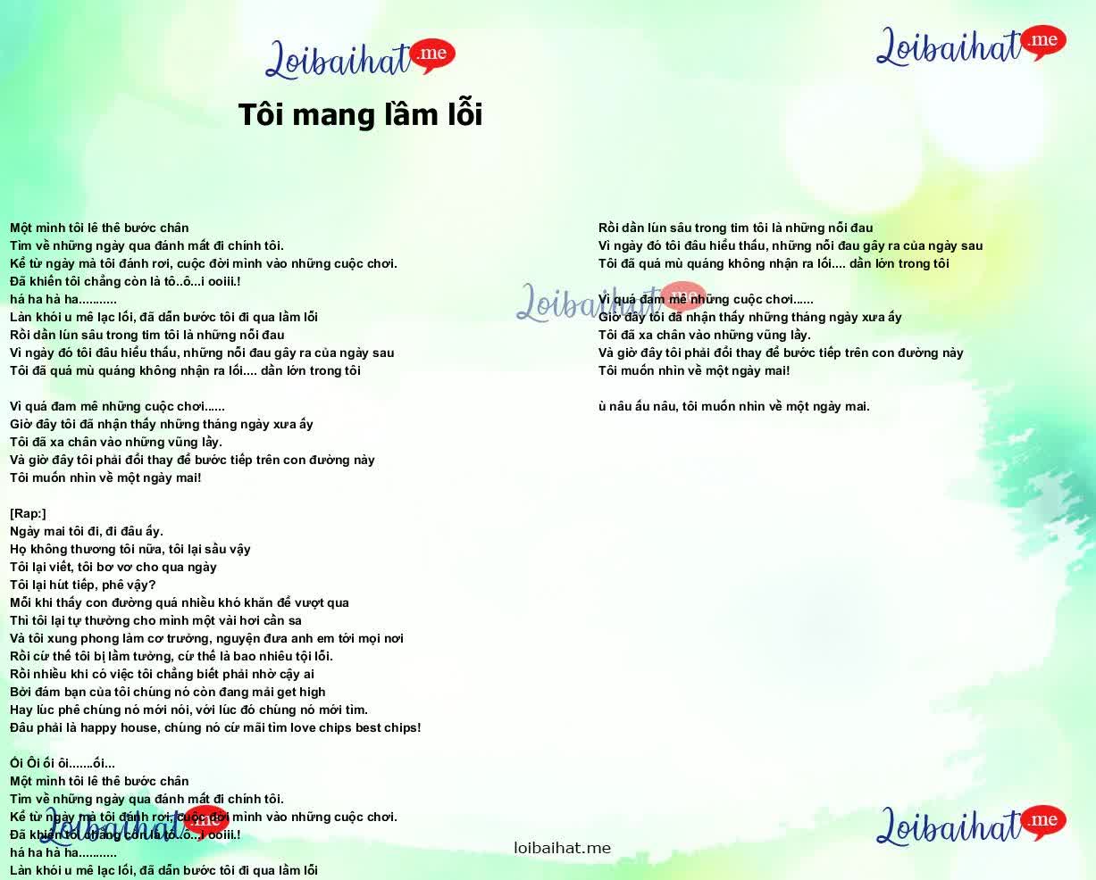 Tôi mang lầm lỗi